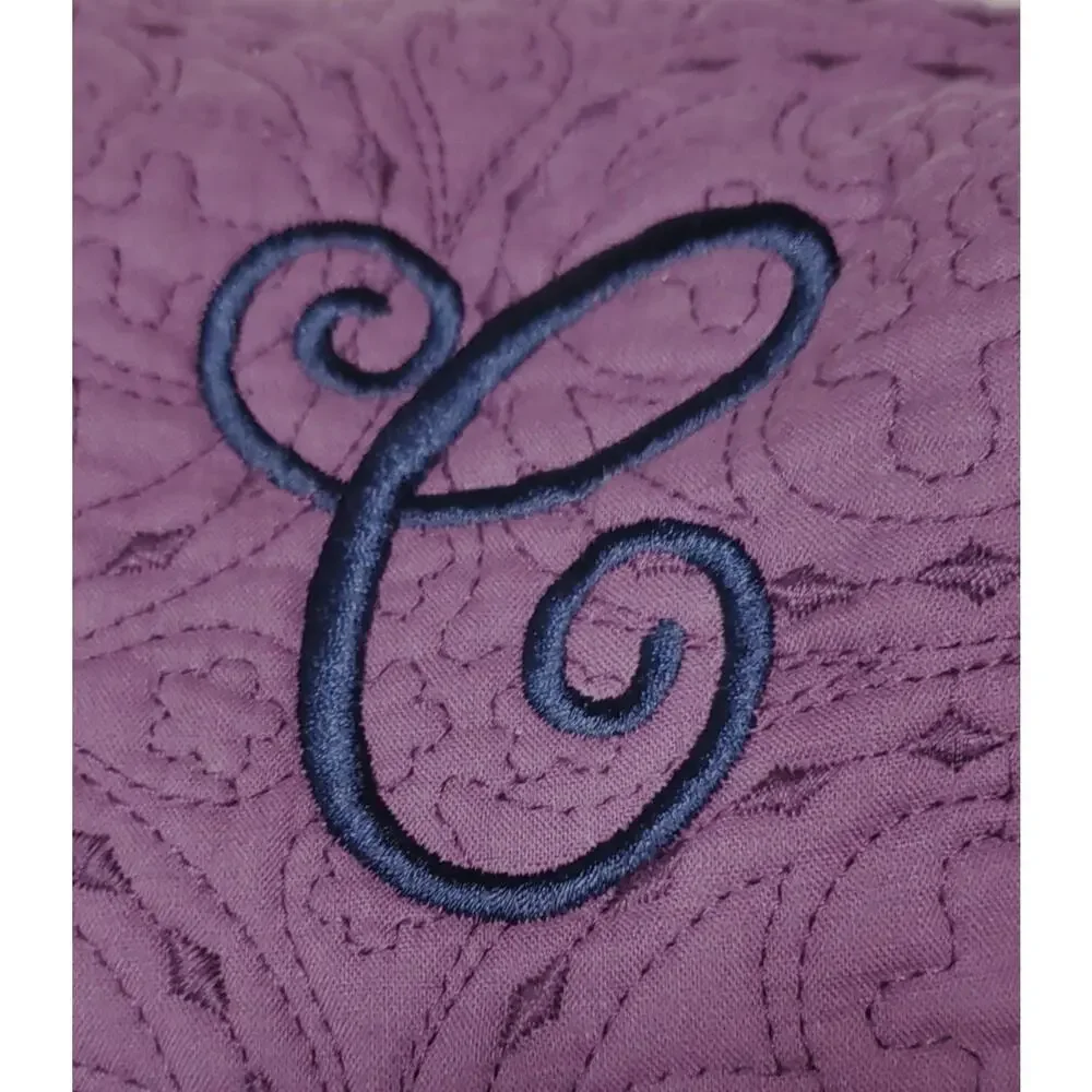 Initially Yours Letter C Embroidered Monagrammed Tote Plum Purple Bag NWOT